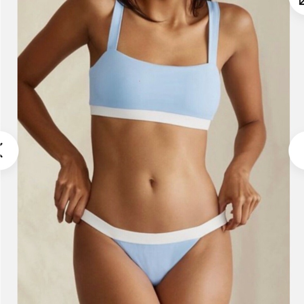 NWT Onia Tricot Swim Airy Blue with White Trim Size Small
